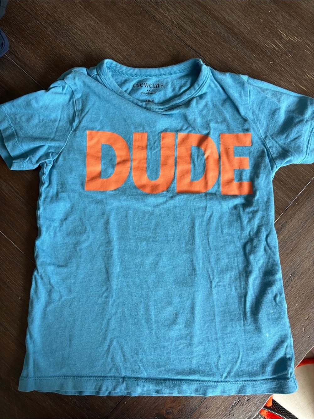 Crewcuts Teal Tee with Orange DUDE Graphic